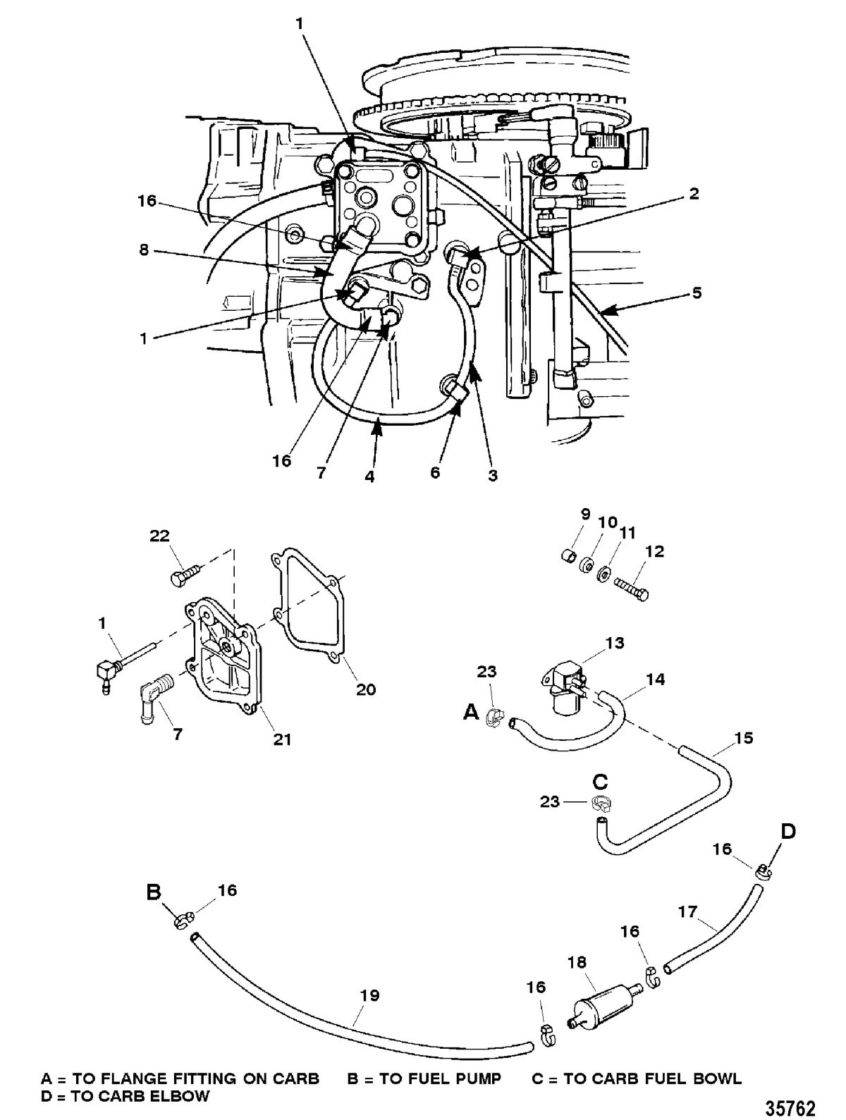 FORCE FORCE 40/50 H.P. (1998-1999) Recirculation and Prime System