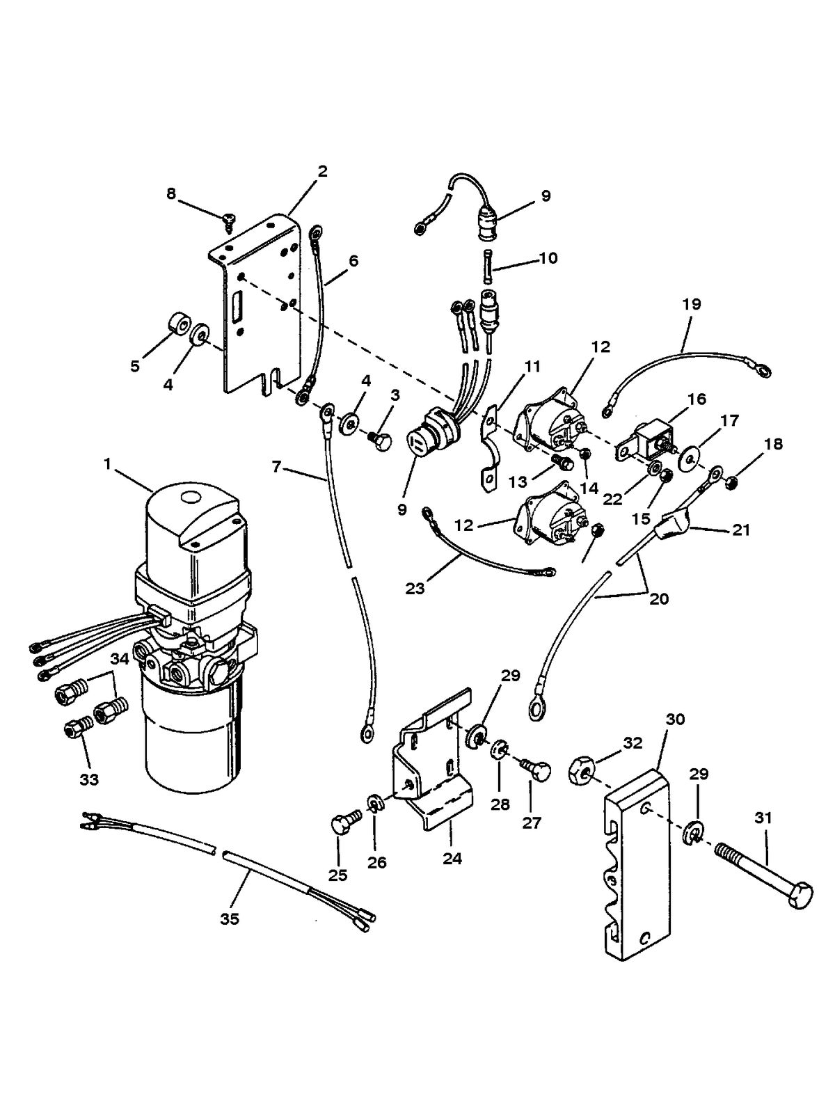 RACE OUTBOARD 2.5L (EFI) 2.5L (EFI-OFFSHORE) HYDRAULIC PUMP AND MOUNTING BRACKETS
