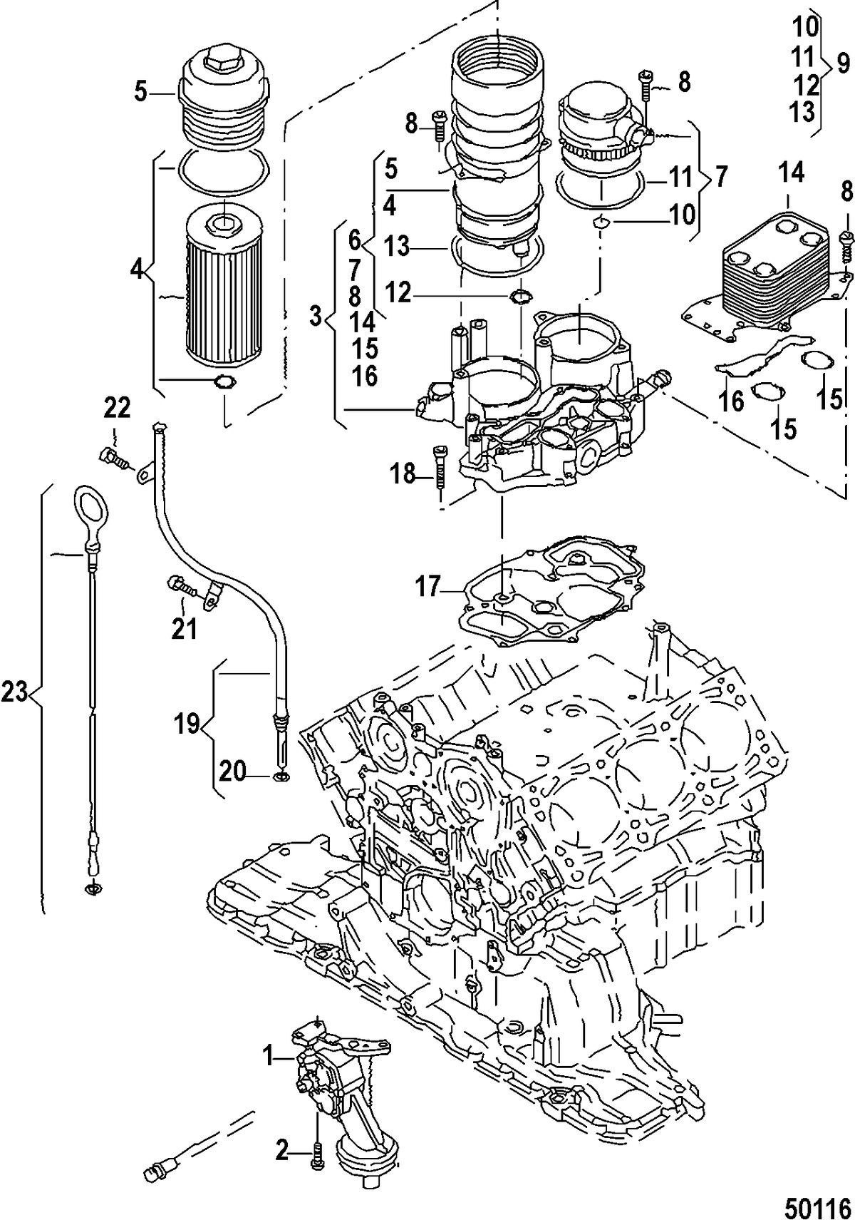 MERCRUISER VW TDI 3.0L OIL PUMP AND COMPONENTS