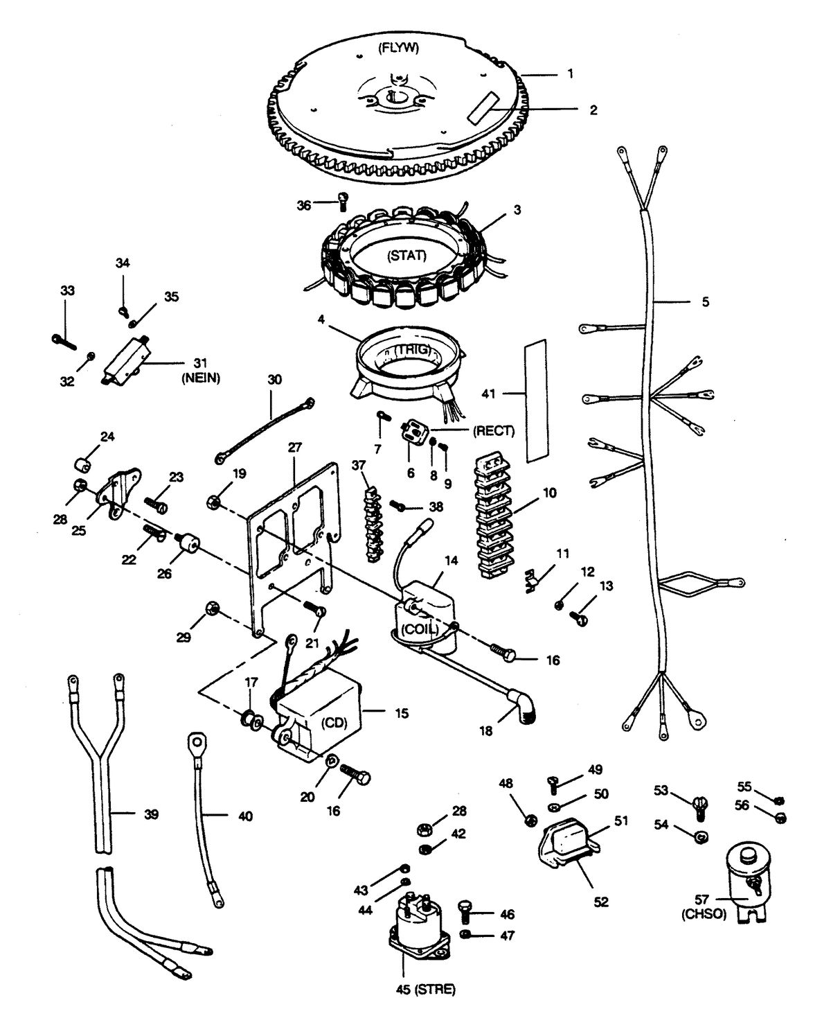FORCE FORCE 1989 50 H.P. "D" MODELS ELECTRICAL COMPONENTS