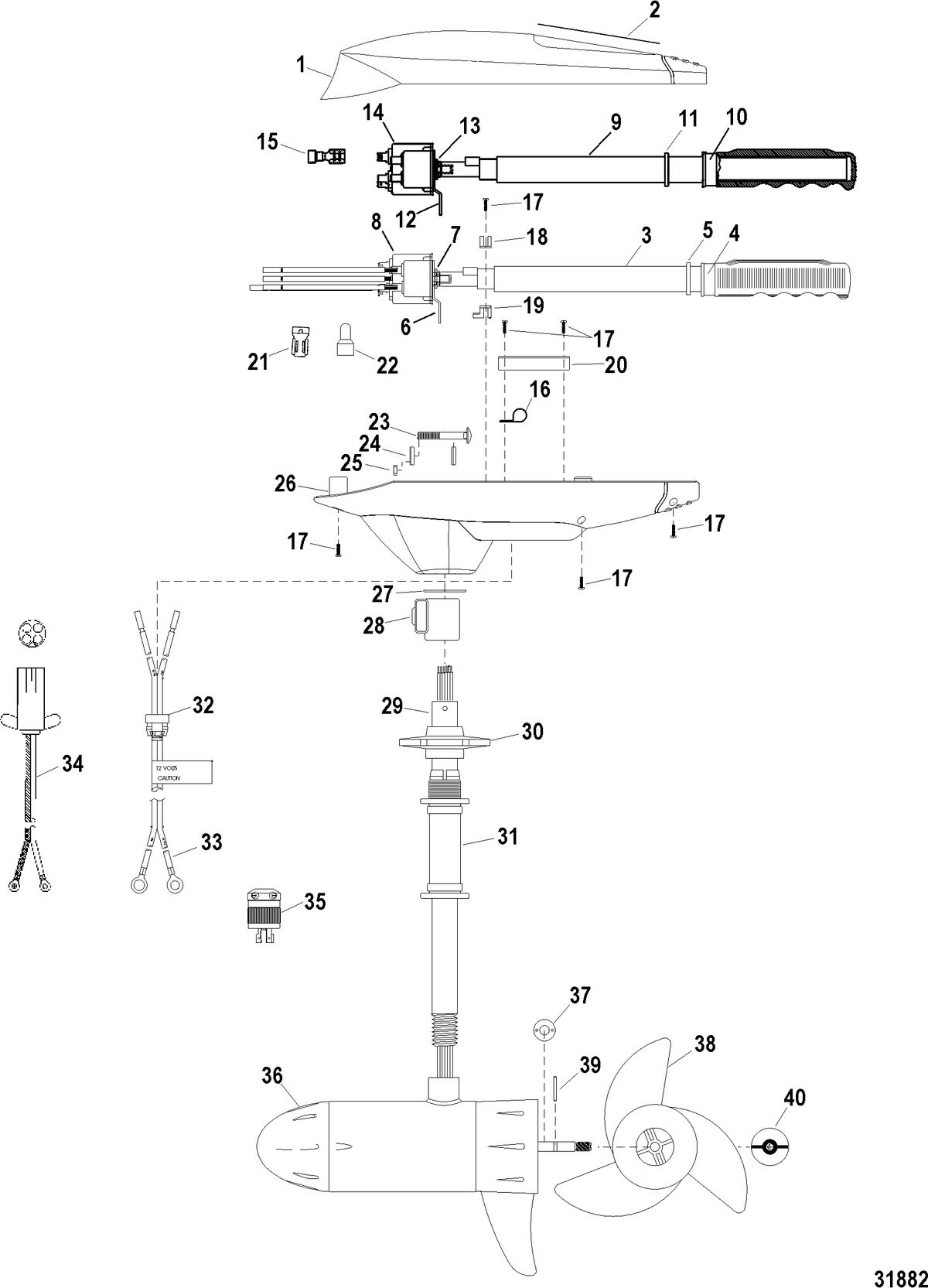TROLLING MOTOR MOTORGUIDE FRESH WATER SERIES Complete Trolling Motor(Model FW54HB) (12 Volt)