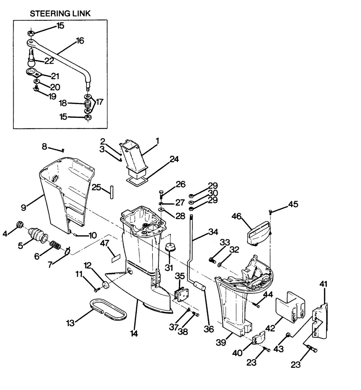 FORCE FORCE 1988 125 HP "A" MODELS MOTOR LEG