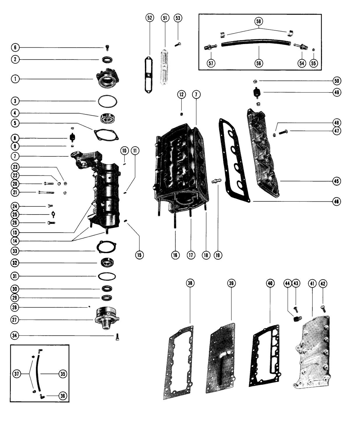 MERCURY MERC 500-6 CYLINDER BLOCK AND CRANKCASE ASSEMBLY