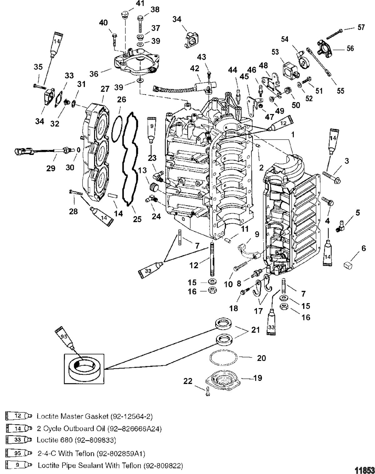 RACE OUTBOARD PARTS MANUAL 300X (3.0L EFI) PRO MAX Cylinder Block And End Cap