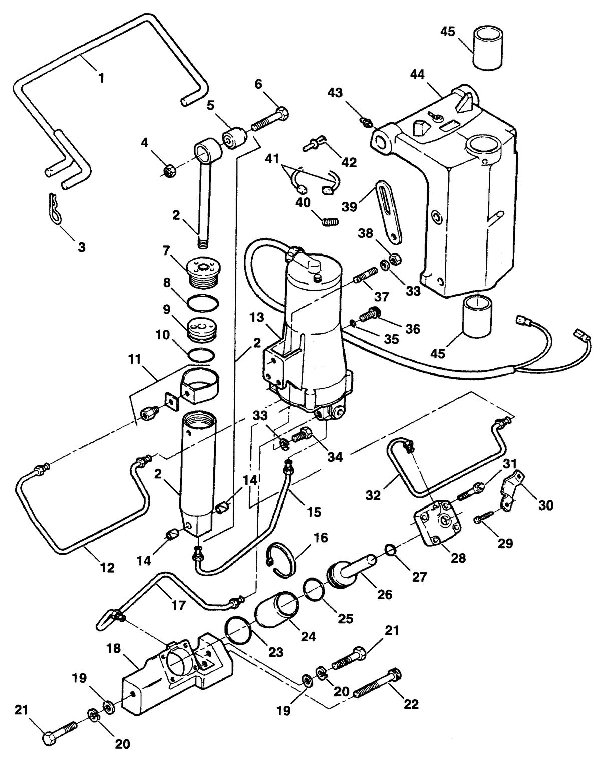 FORCE FORCE TRIM & TILT MODELS 35 THRU 75 HP TRIM & TILT ASSEMBLY (F5H219-1)