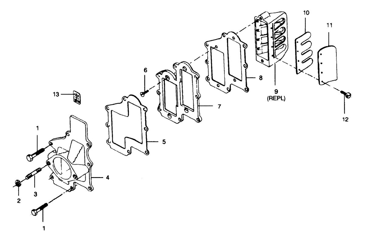 FORCE FORCE 1992 50 H.P. "A" MODELS REED PLATE AND ADAPTER FLANGE