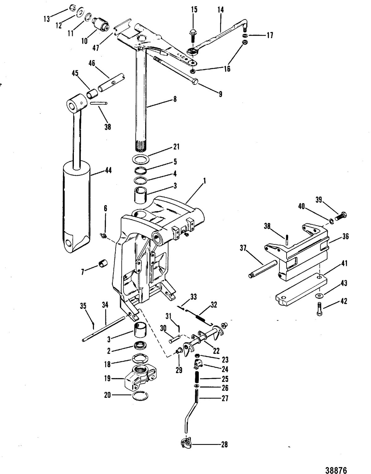 MERCURY/MARINER 75 HP SWIVEL BRACKET AND STEERING ARM