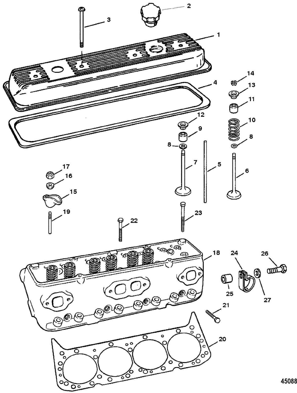 MERCRUISER 350 MAG EFI TOURN SKI CYLINDER HEAD AND ROCKER COVER
