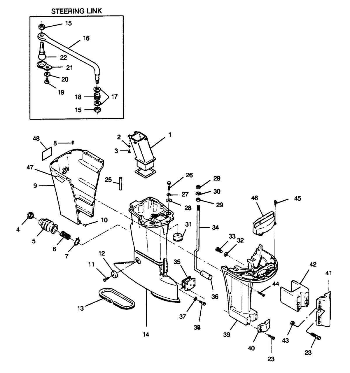 FORCE FORCE 1989 85 H.P. "G" MODELS MOTOR LEG