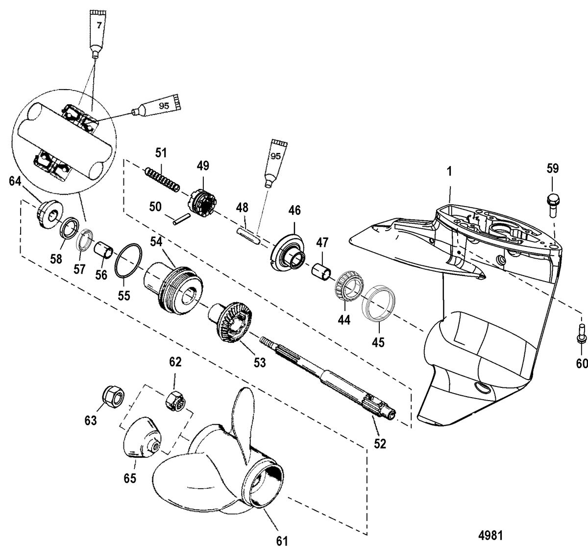 MERCURY/MARINER 6/8/9.9/15 HP Gear Housing, Propeller Shaft - 2.00:1 Gear Ratio