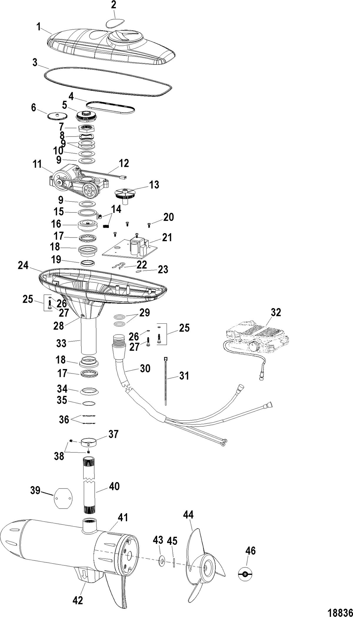 TROLLING MOTOR MOTORGUIDE GREAT WHITE SERIES Complete Trolling Motor(Model GW82EX) (24 Volt)