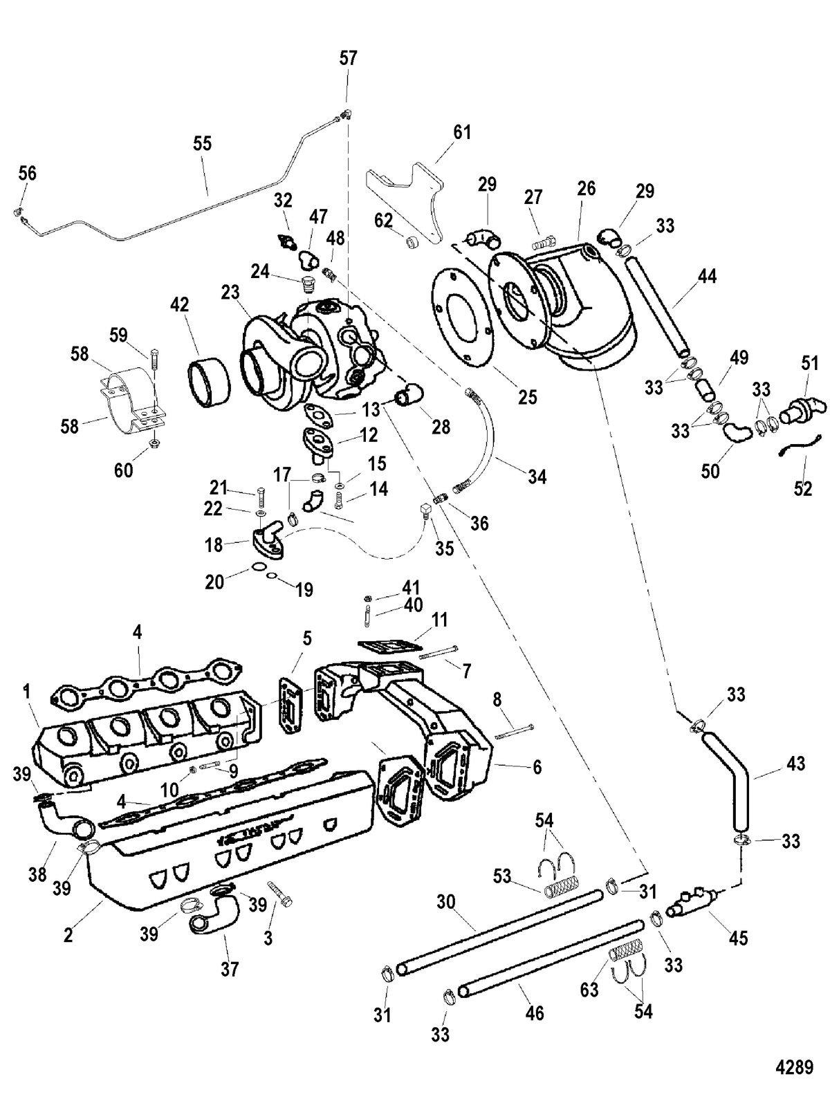 MERCRUISER D7.3L D-TRONIC BRAVO DIESEL Exhaust Manifold And Turbocharger(Continued)