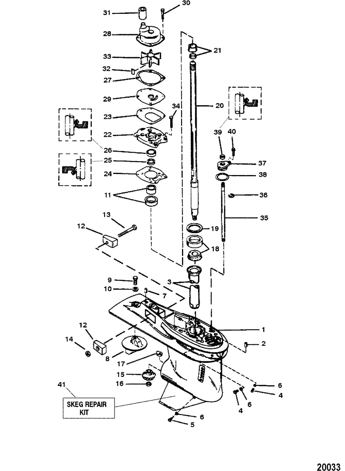 FORCE FORCE 120 H.P. Gear Housing Assembly(Driveshaft) (3 Jaw Reverse Clutch)