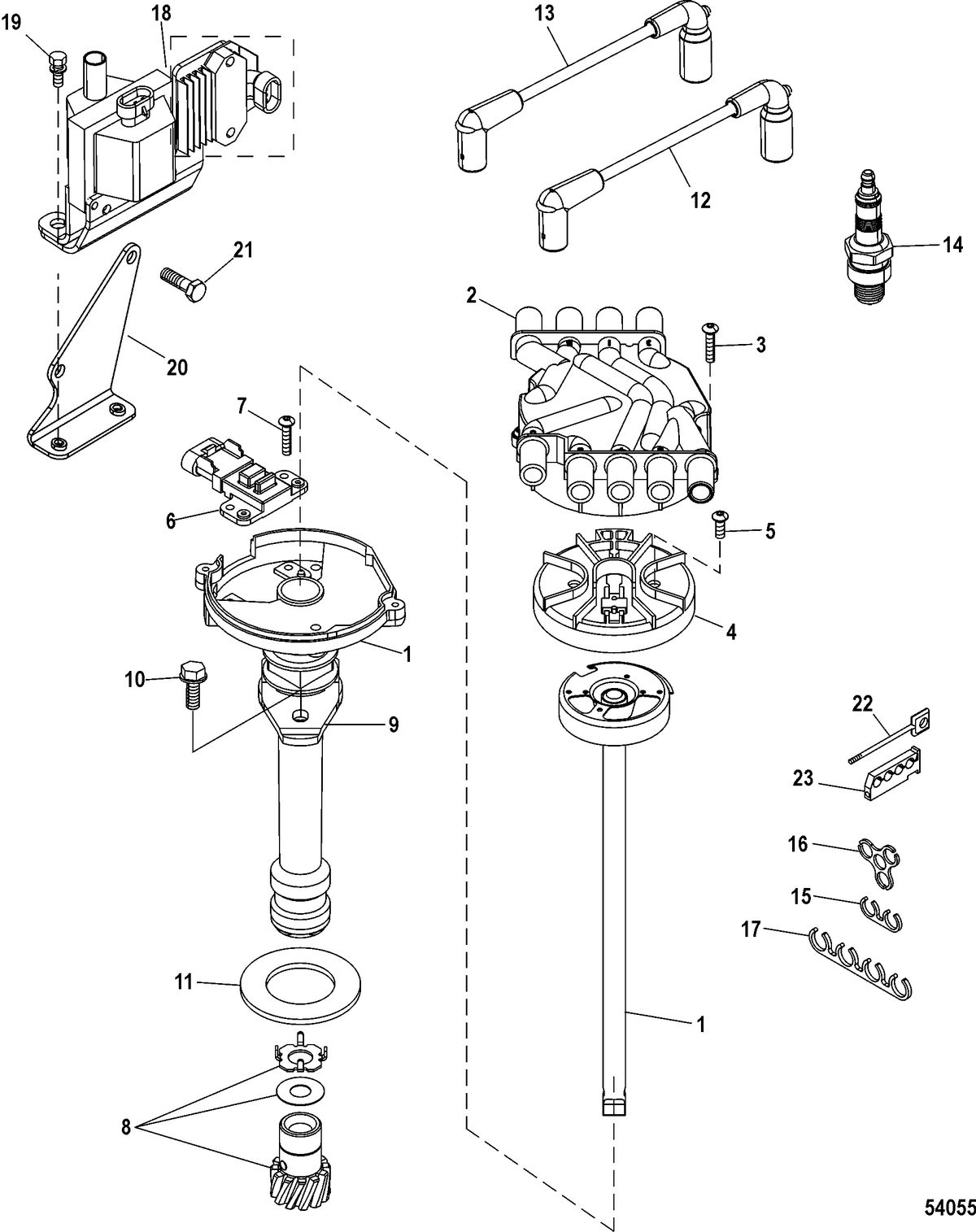 MERCRUISER 385 PERFORMANCE TUNED Distributor and Ignition Components