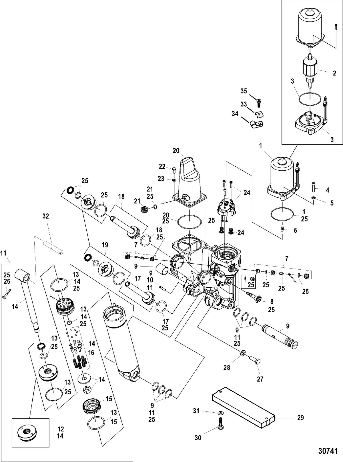 MERCURY/MARINER 150/175/200 EFI POWER TRIM COMPONENTS(CAST PUMP HOUSING)