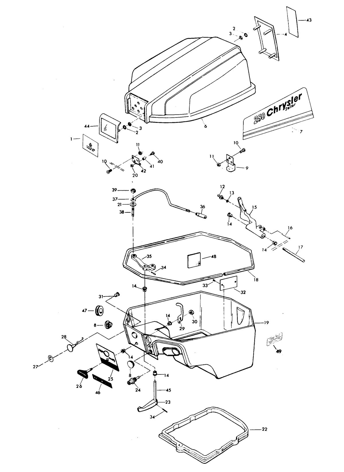 CHRYSLER 10 H.P. SAILOR ENGINE COVER AND SUPPORT PLATE