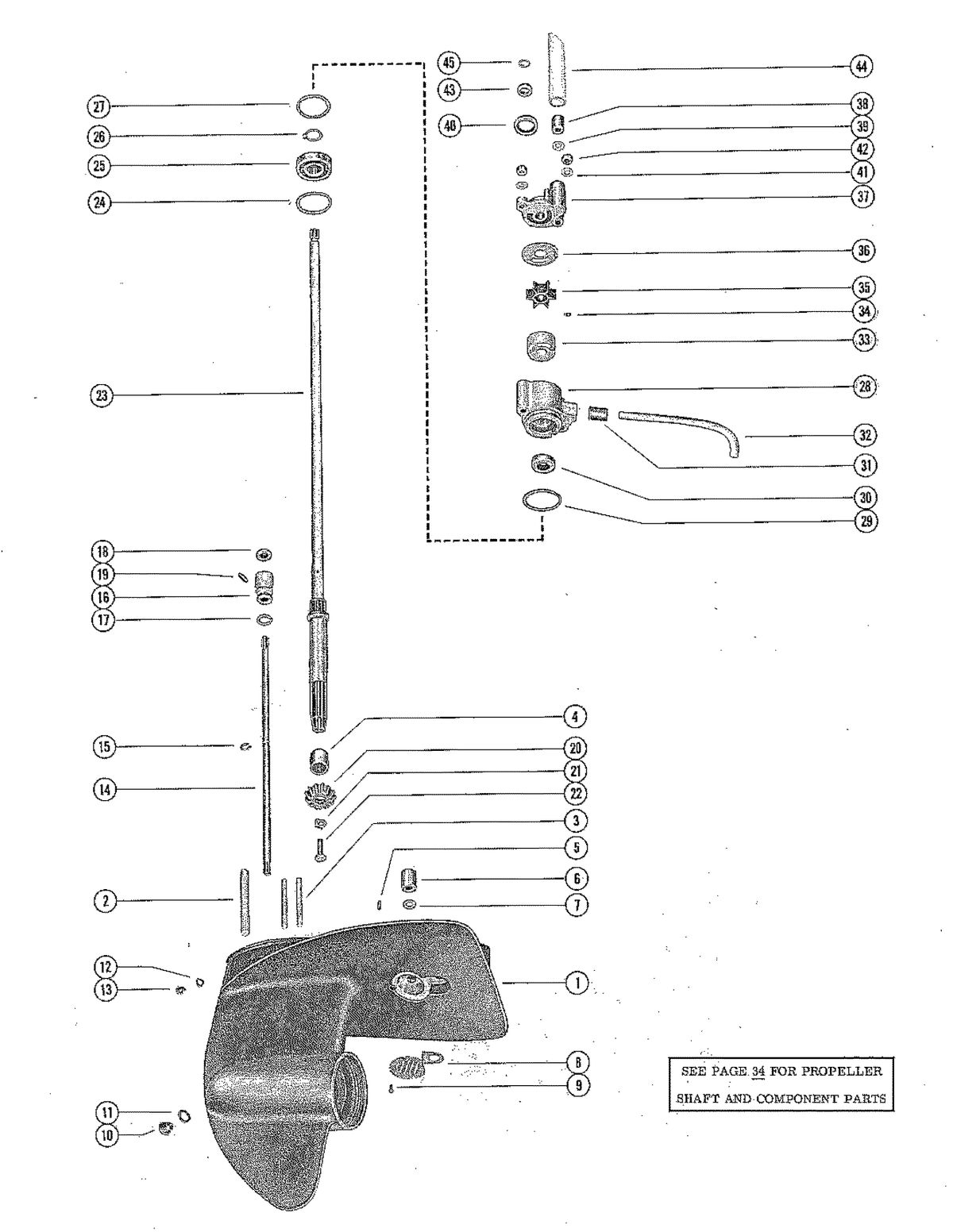 MERCURY MERC 110 GEAR HOUSING ASSEMBLY, COMPLETE (CONT)