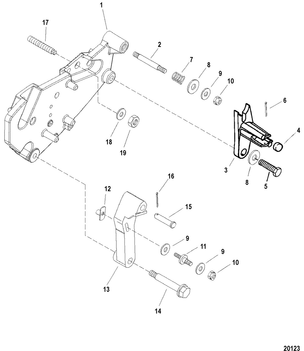 MERCRUISER 454/502 MPI MAG BRAVO (GEN VI) SHIFT BRACKET