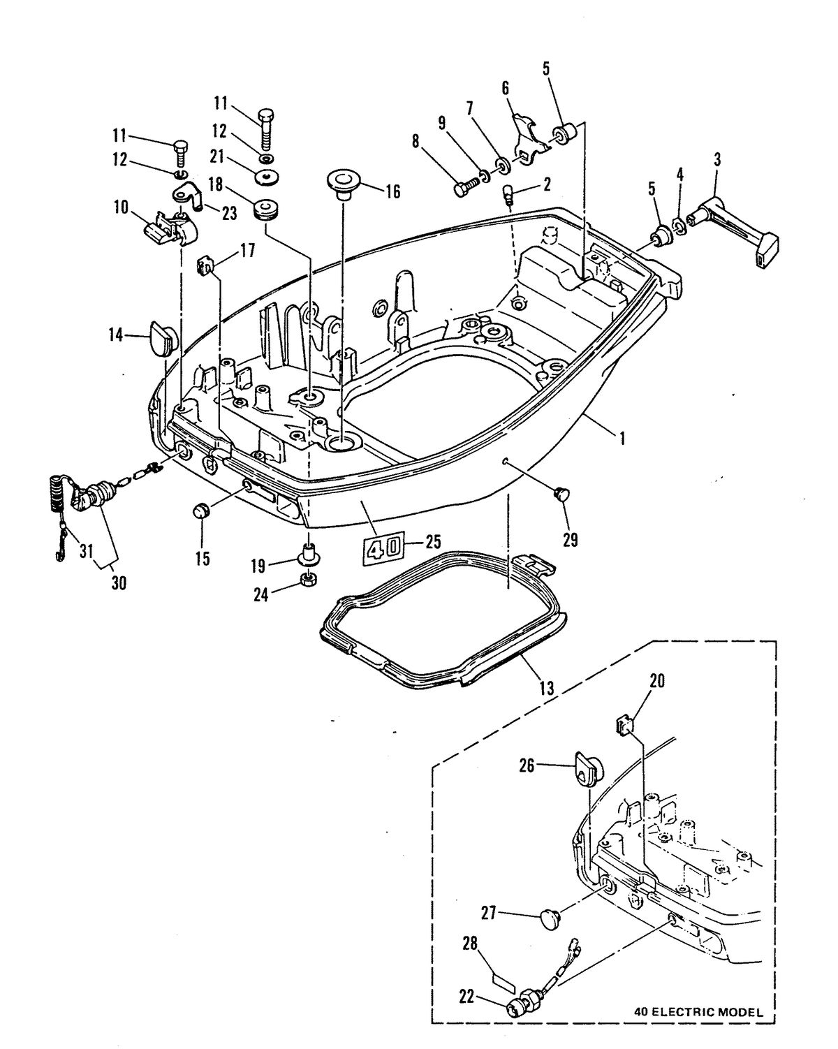 MARINER 40 HP MARINER BOTTOM COWLING