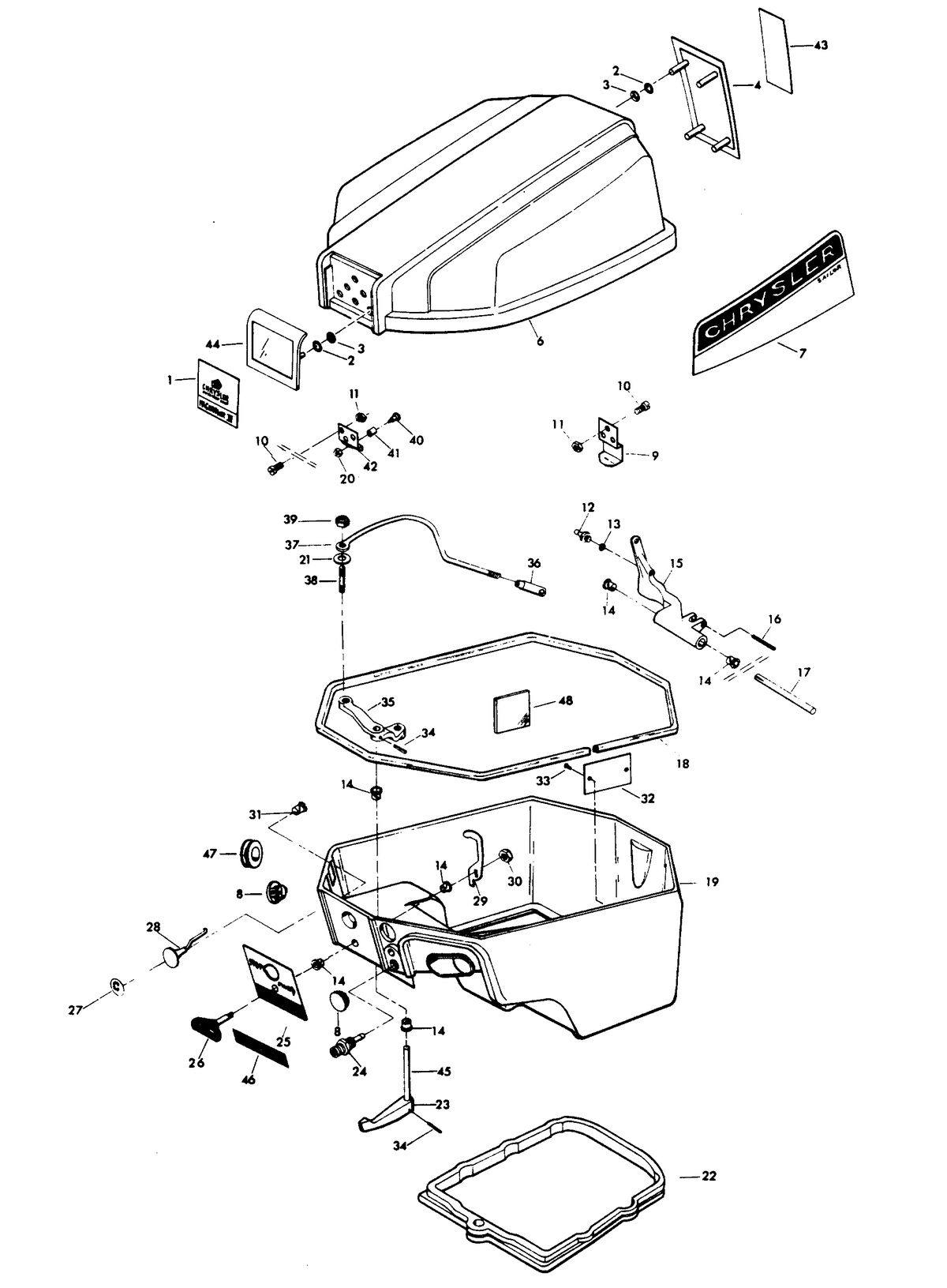 CHRYSLER 10 H.P. SAILOR ENGINE COVER AND SUPPORT PLATE