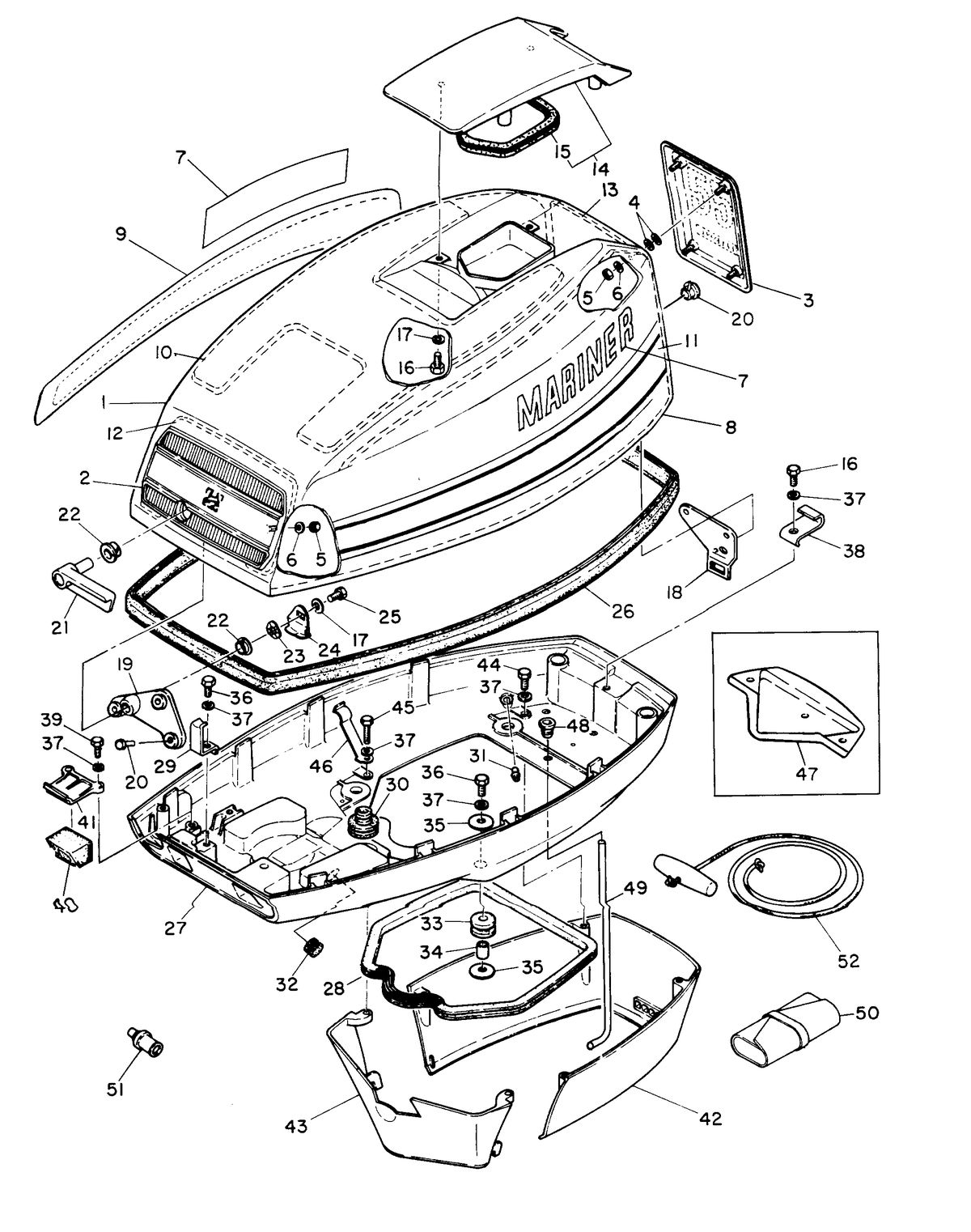 MARINER 55 HORSE POWER COWLING