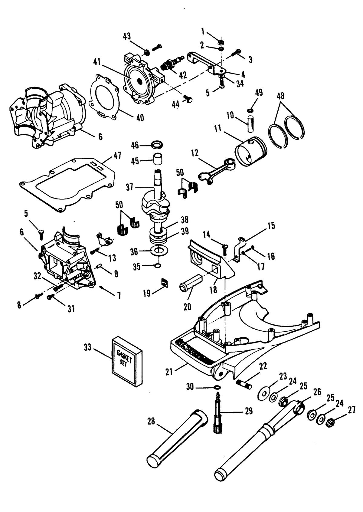 FORCE 5 HP POWERHEAD AND SUPPORT PLATE (88A MODELS)
