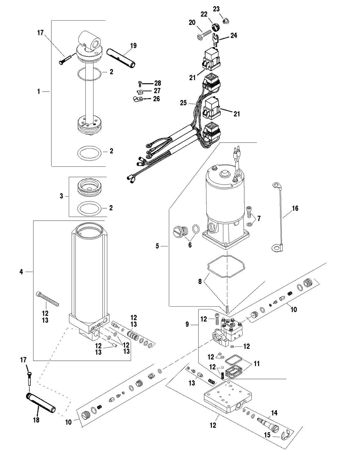 FORCE FORCE 90 H.P. (1998) POWER TRIM COMPONENTS