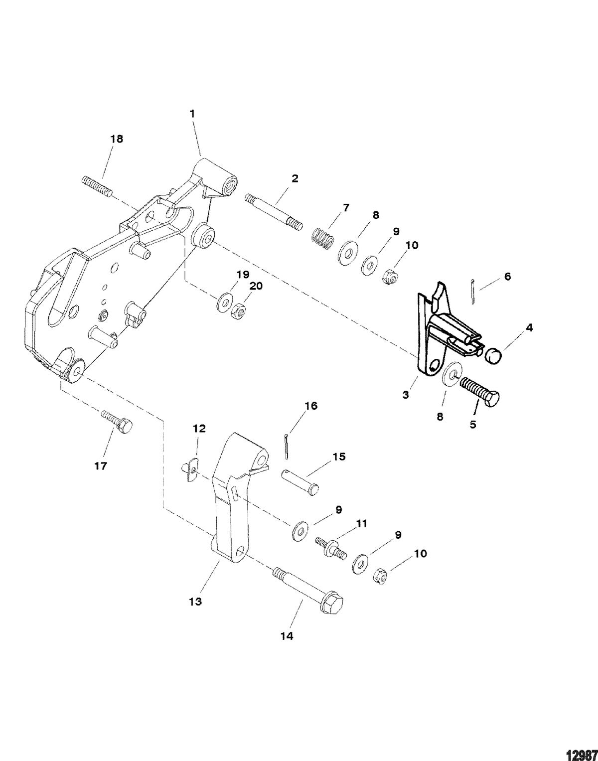 MERCRUISER 4.3L EFI ALPHA/BRAVO (262 CID - GEN+) Shift Bracket(Bravo Engines)
