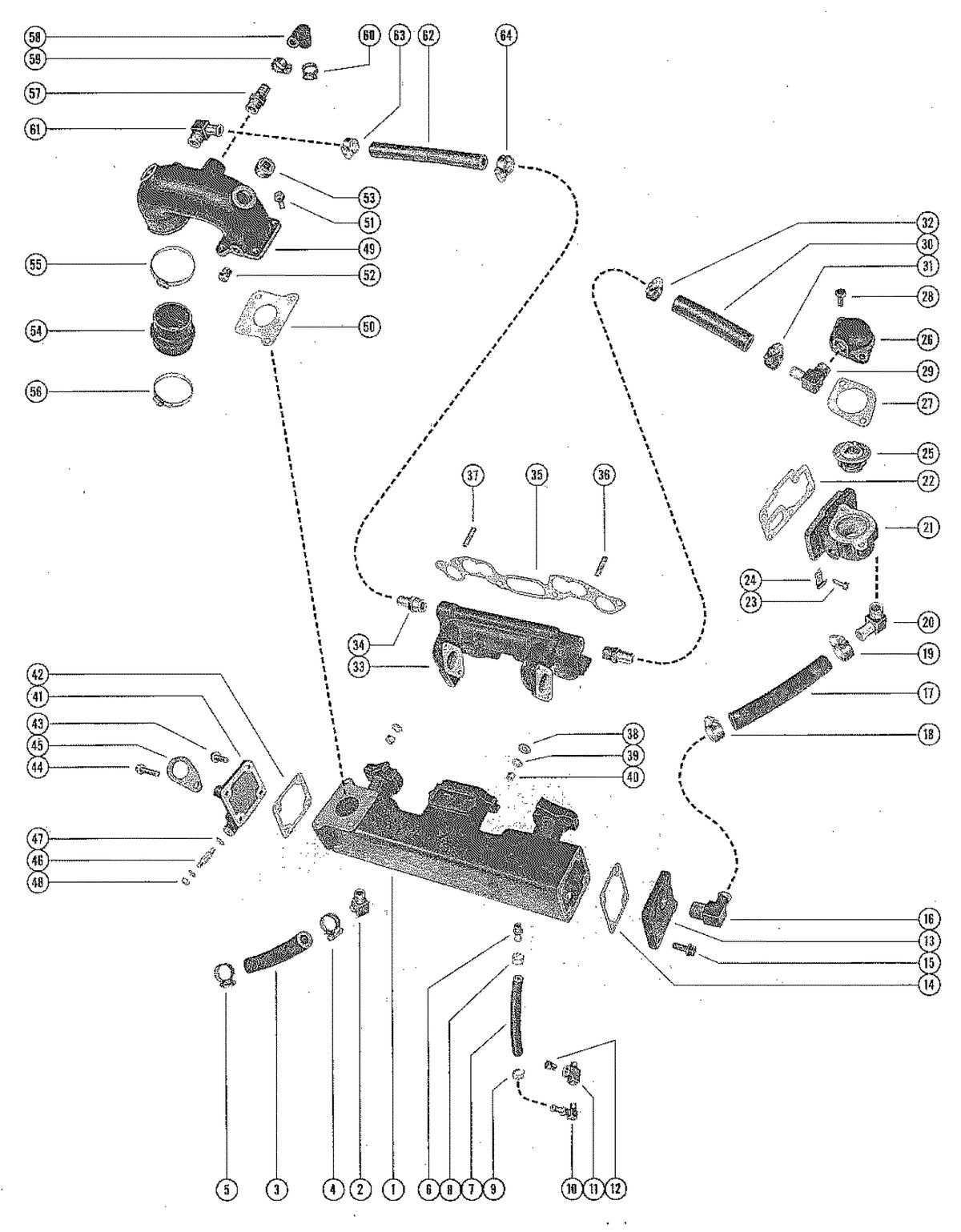 MERCRUISER 60 RENAULTMERCRUISER "0" DRIVE UNIT EXHAUST MANIFOLD, INTAKE MANIFOLD AND EXHAUST ELBOW