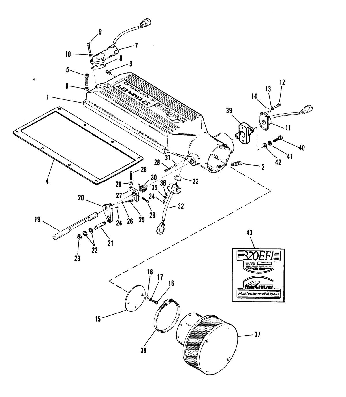 MERCRUISER 320 H.P. E.F.I ALPHA ONE ENGINE PLENUM ASSEMBLY