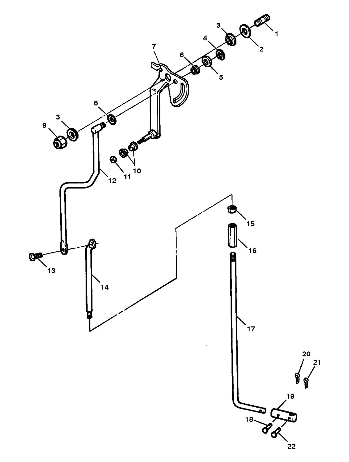 FORCE FORCE 75 H.P. (1998) SHIFT LINKAGE-UPPER GEAR
