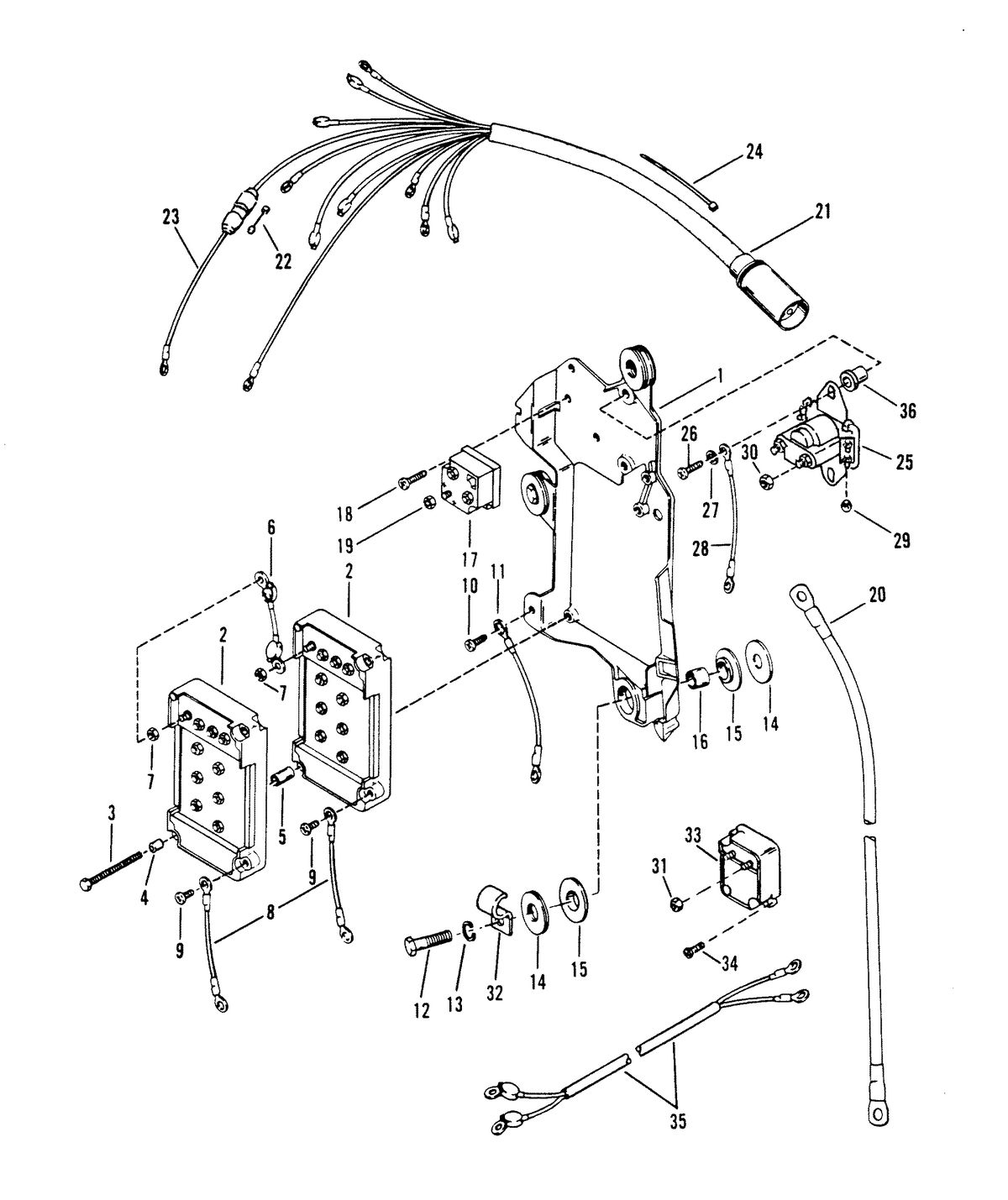 RACE OUTBOARD XR-2 / MAGNUM WIRING HARNESS, STARTER SOLENOID & RECTIFIER
