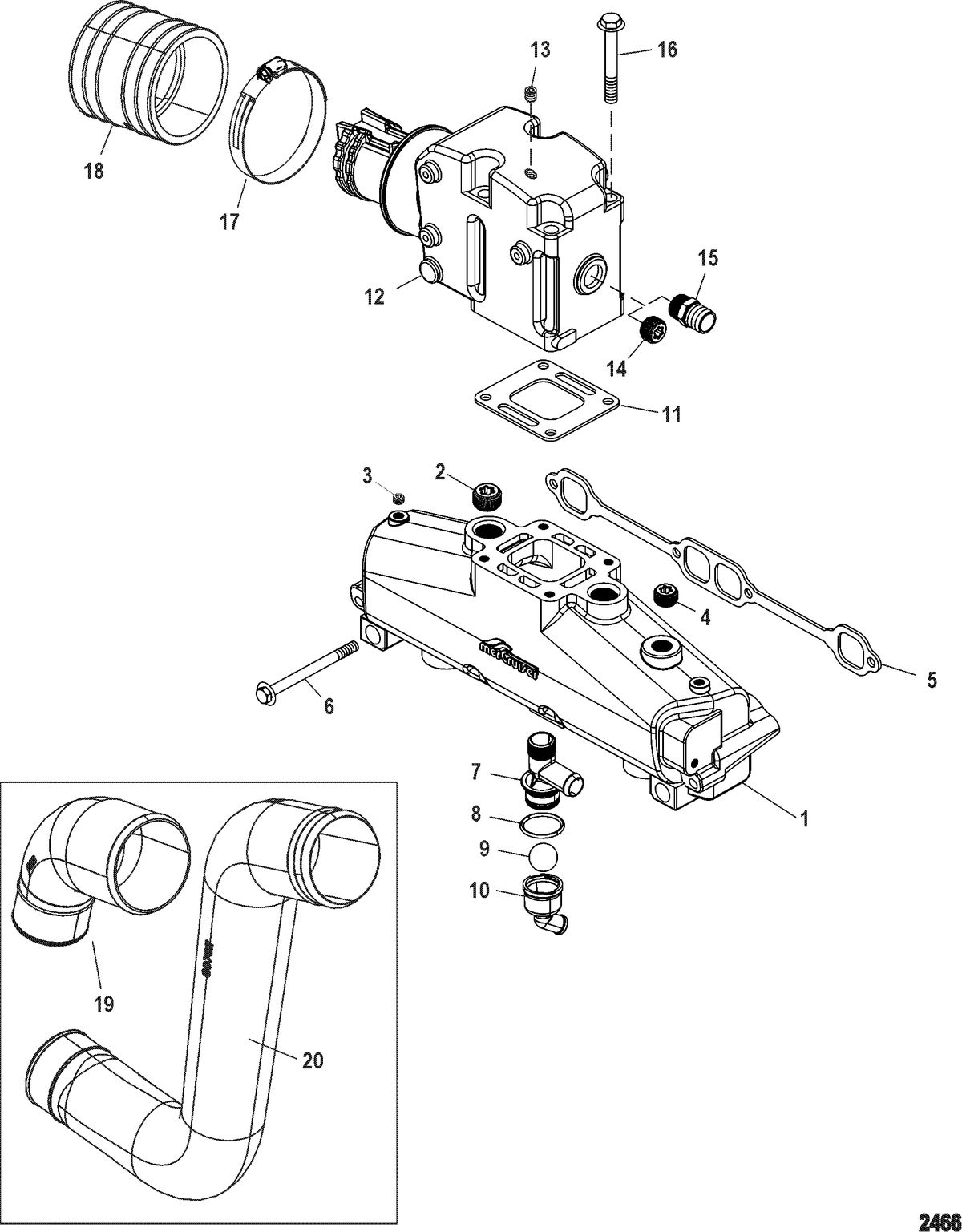 MERCRUISER 350 MAG (MPI)SKI Exhaust Manifold, Elbow And Pipes