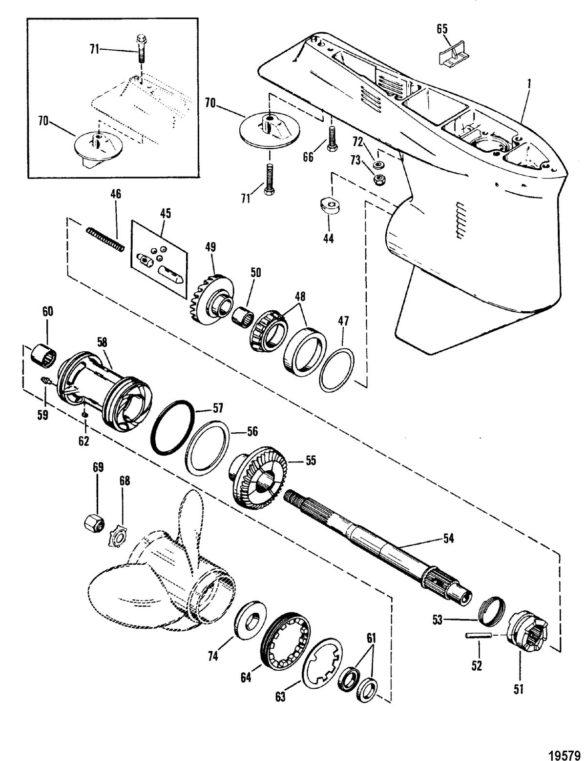 MERCURY/MARINER 135 / 150 / 175 200(2.5L) XR4/MAGNUM II Gear Housing(Propshaft)(XR4/Magnum II)