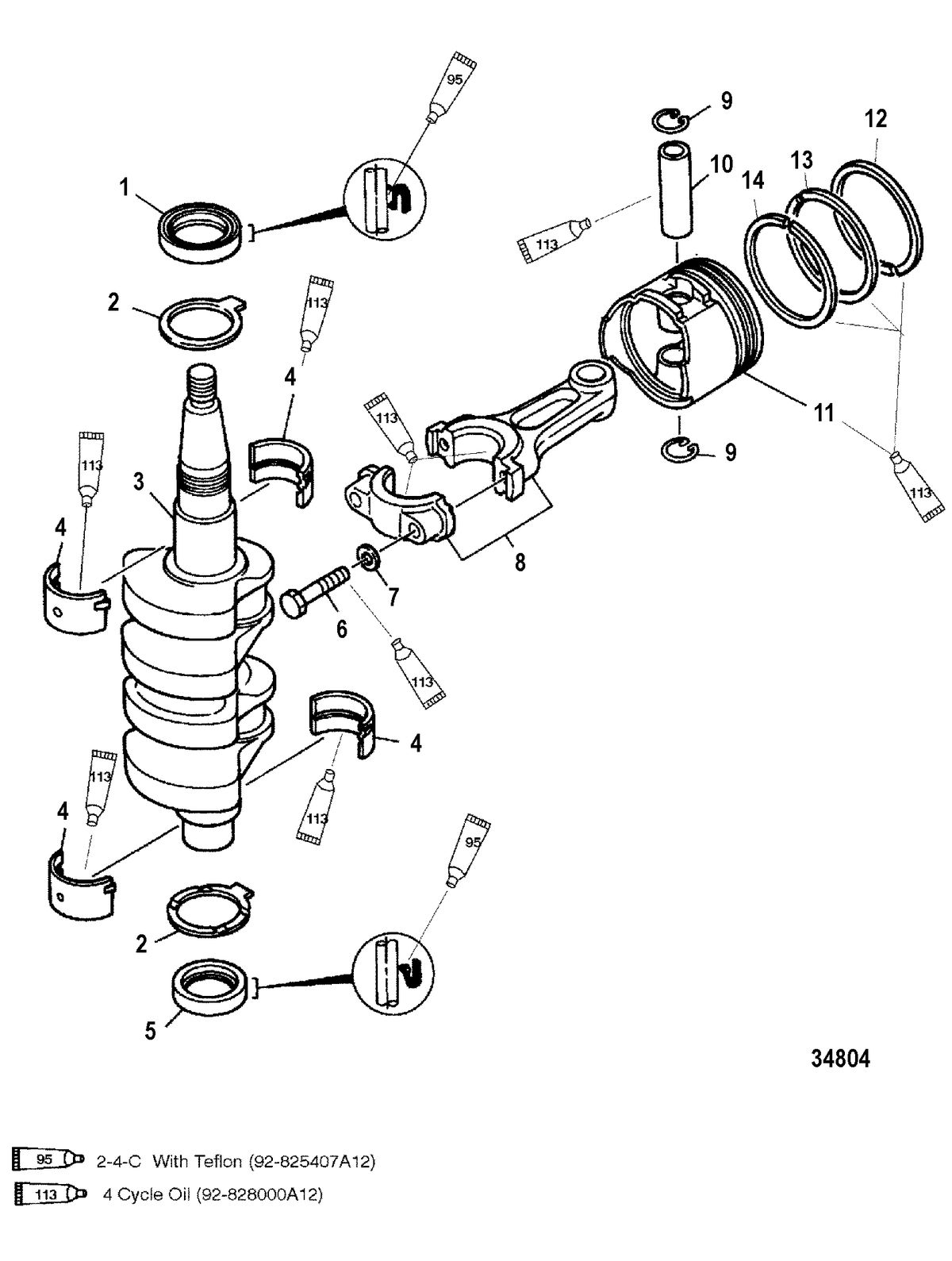 MERCURY/MARINER 8 BODENSEE 4-STROKE Crankshaft, Pistons and Connecting Rods