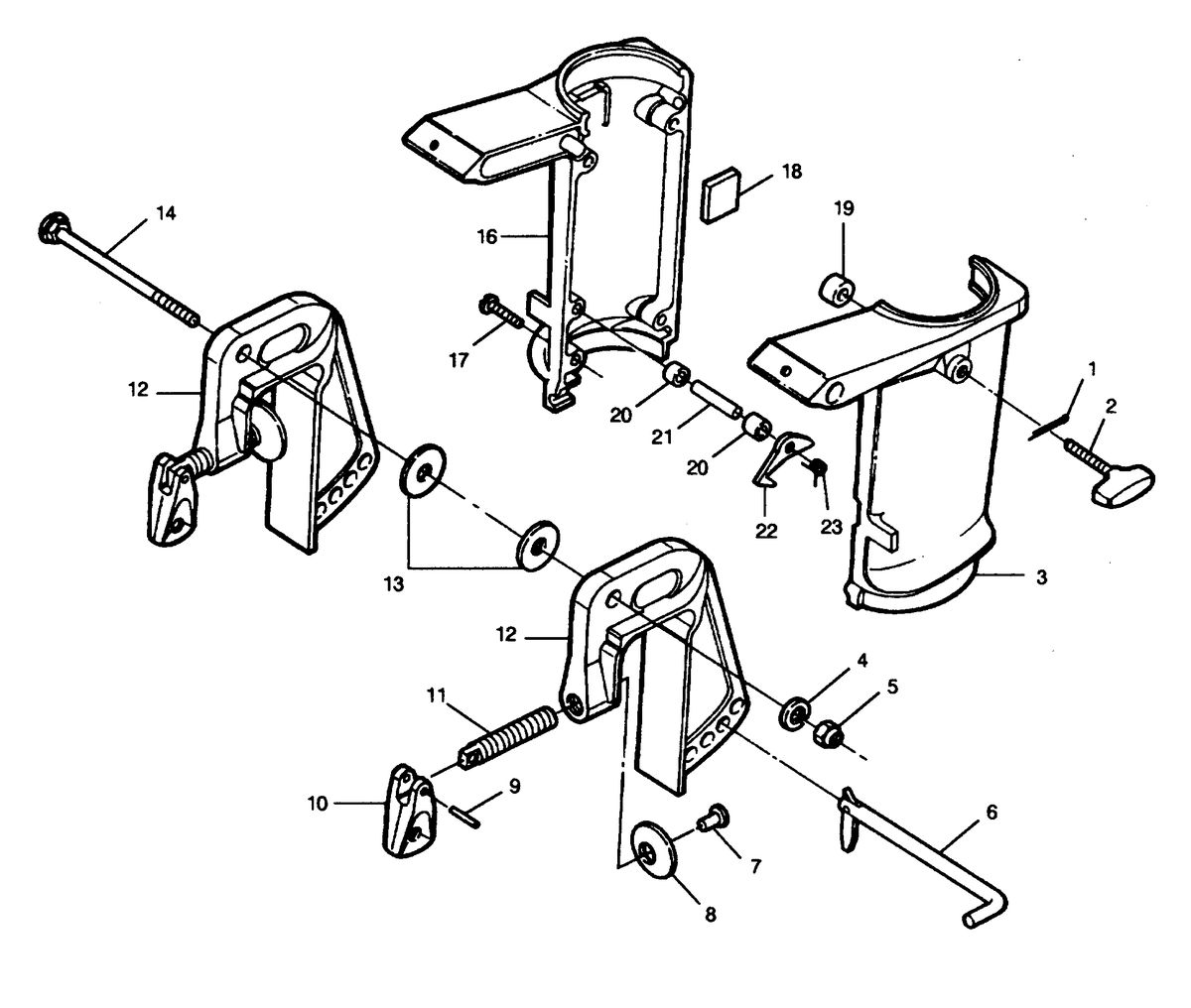 SEARS 5 H.P. STD. 15" LEG OUTBOARD MOTOR Swivel Bracket and Stern Brackets