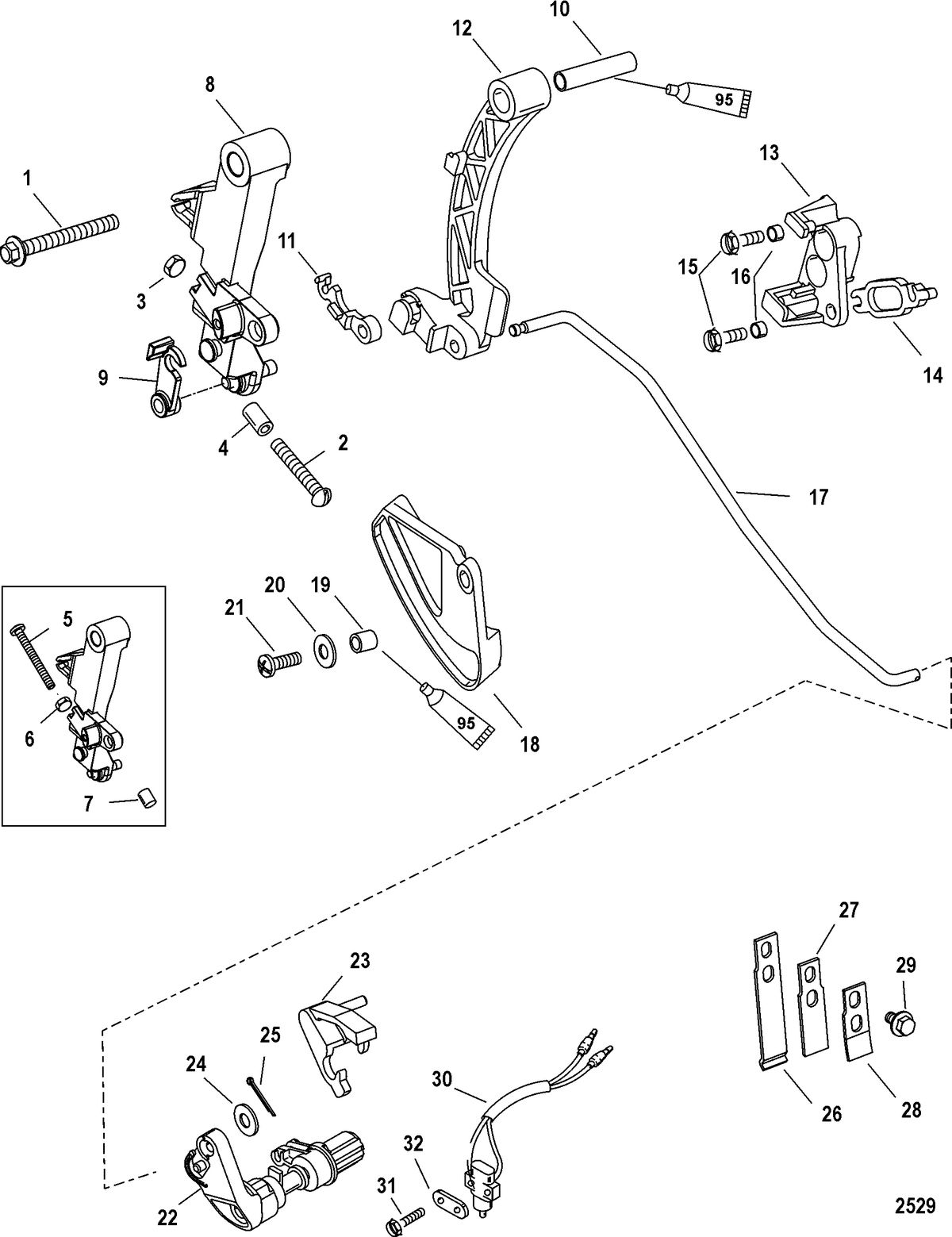 MERCURY/MARINER 30/40 CARB 4-STROKE (3 CYLINDER) Linkage(Non Bigfoot)