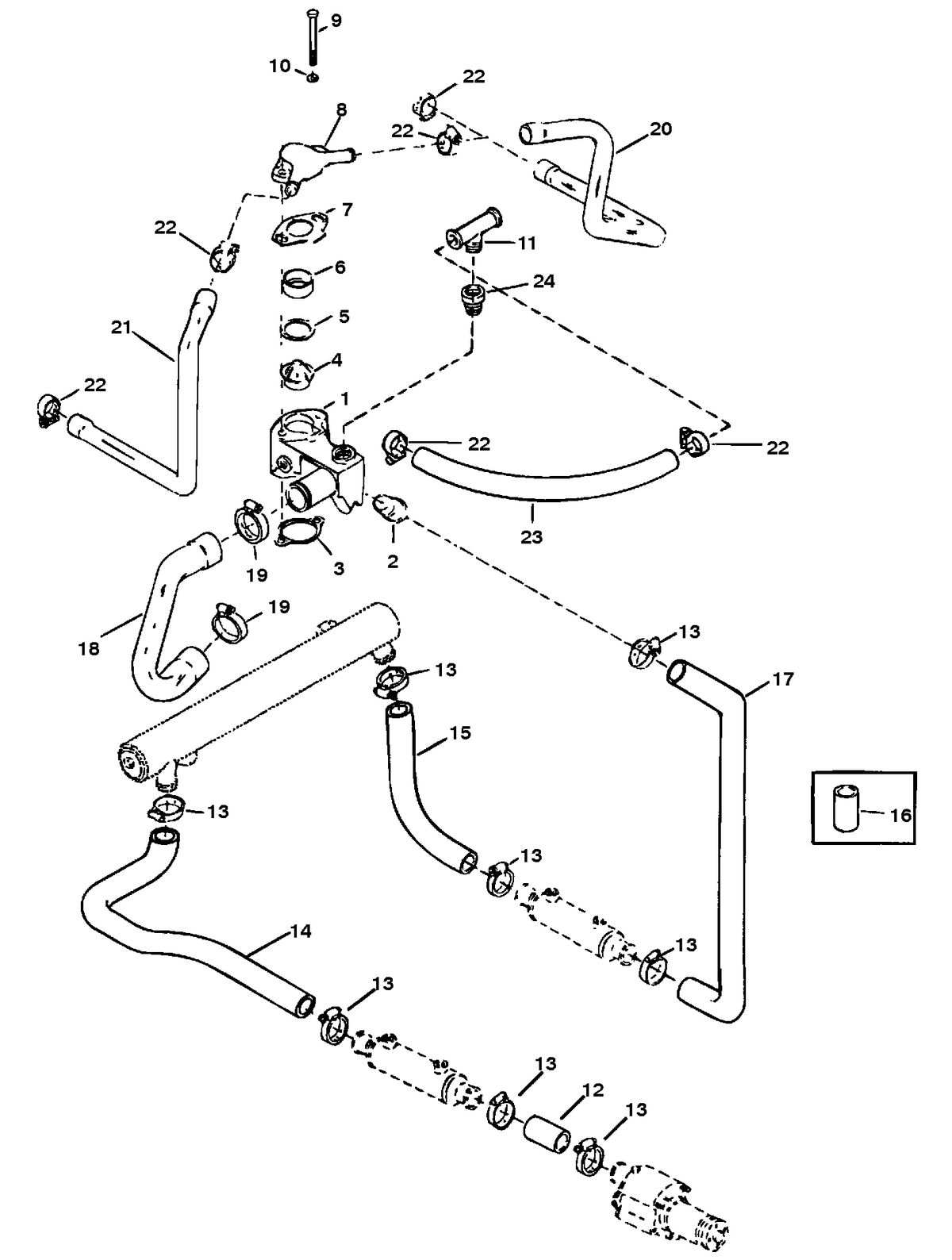 MERCRUISER 525 H.P. ENGINE THERMOSTAT HOUSING ASSEMBLY