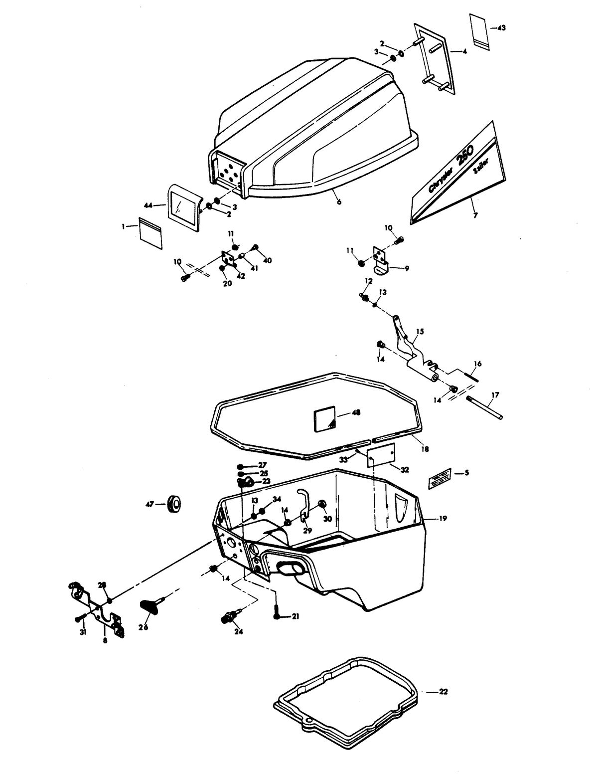 CHRYSLER 12 H.P. SAILOR ENGINE COVER AND SUPPORT PLATE
