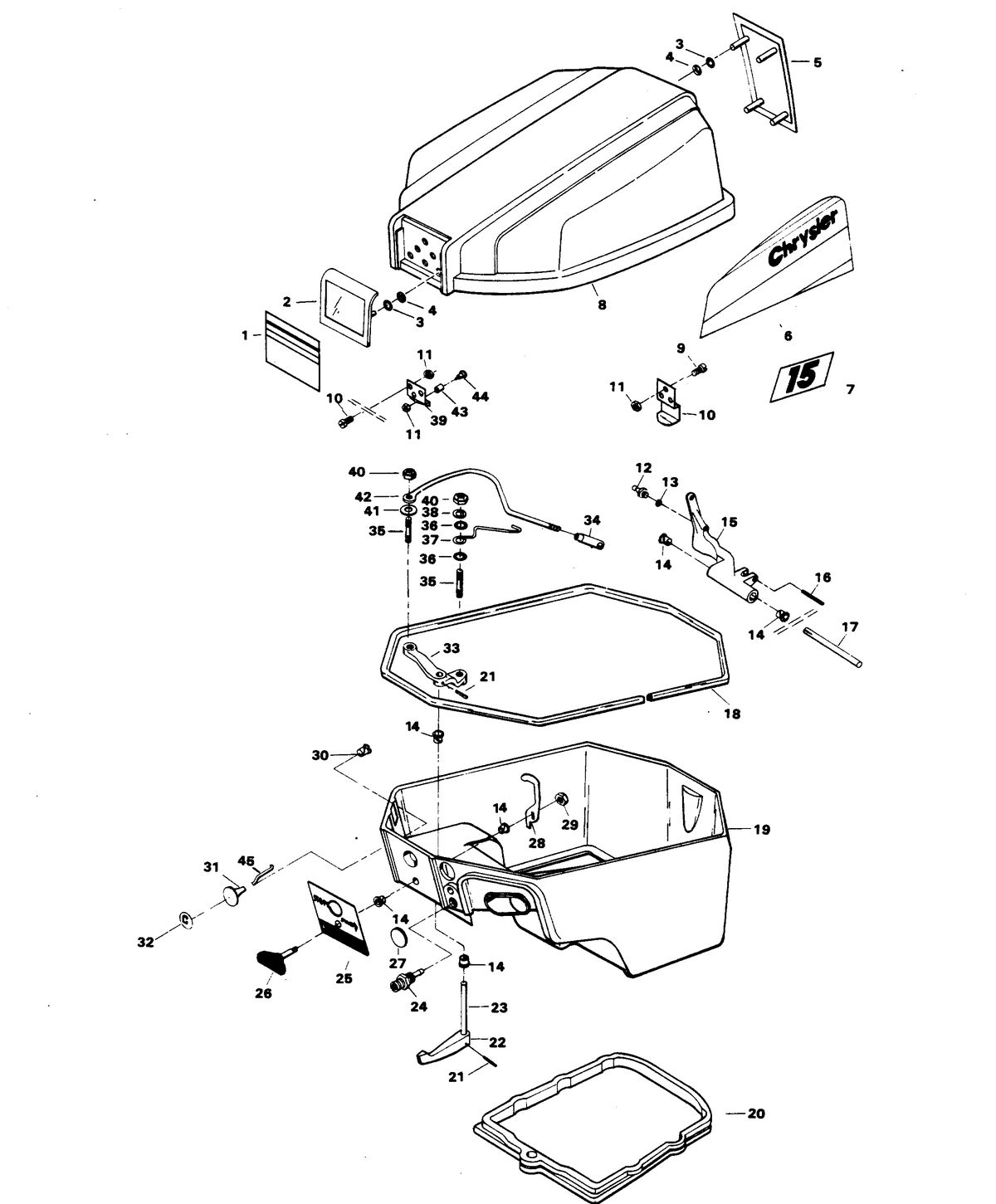 CHRYSLER 15 HP ENGINE COVER AND SUPPORT PLATE