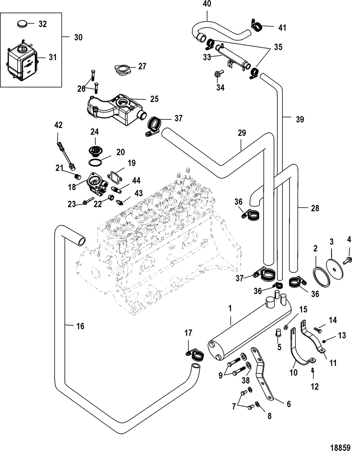 MERCRUISER 3.0L ALPHA ONE Closed Cooling System