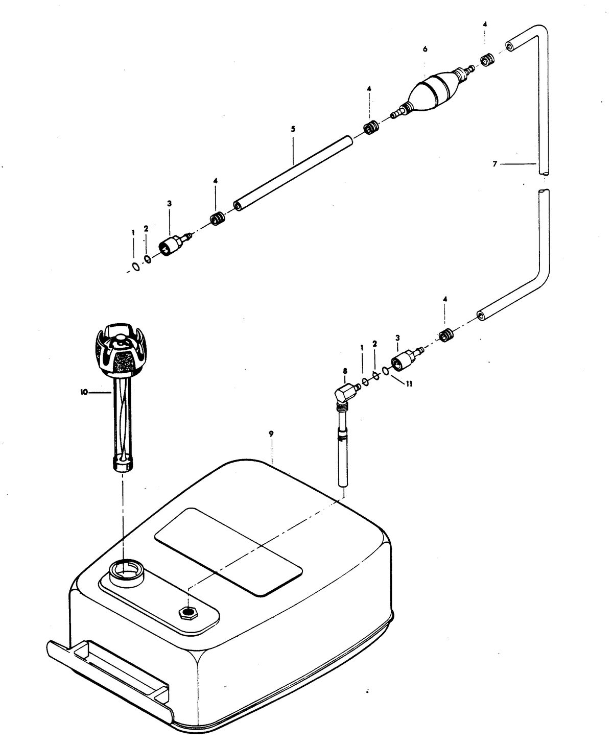 CHRYSLER 9.9 H.P. SAILOR FUEL TANK AND LINE