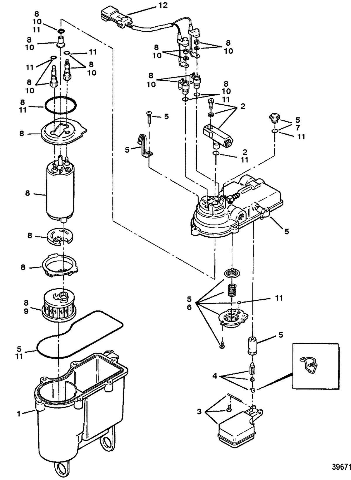 MERCRUISER 454/502 EFI MAG BRAVO (GEN V) VAPOR SEPARATOR TANK, SN & Up (See Note)