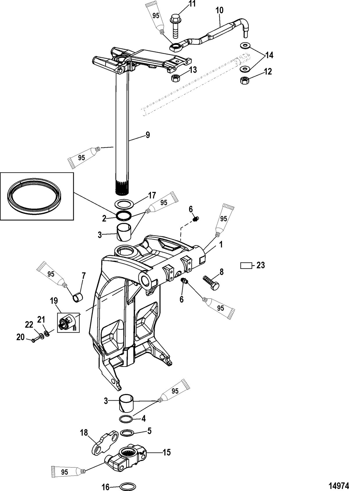 MERCURY/MARINER 75/80/90/100/115 EFI 4-STROKE Swivel Bracket and Swivel Pin
