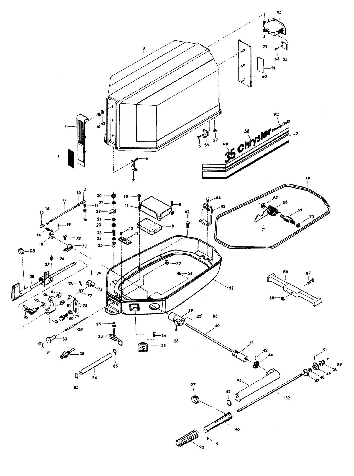 CHRYSLER 35 H.P. ENGINE COVER AND SUPPORT PLATE