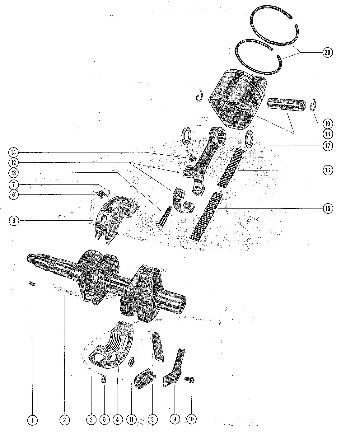 MERCURY MERC 350 CRANKSHAFT, PISTON AND CONNECTING ROD ASSEMBLY