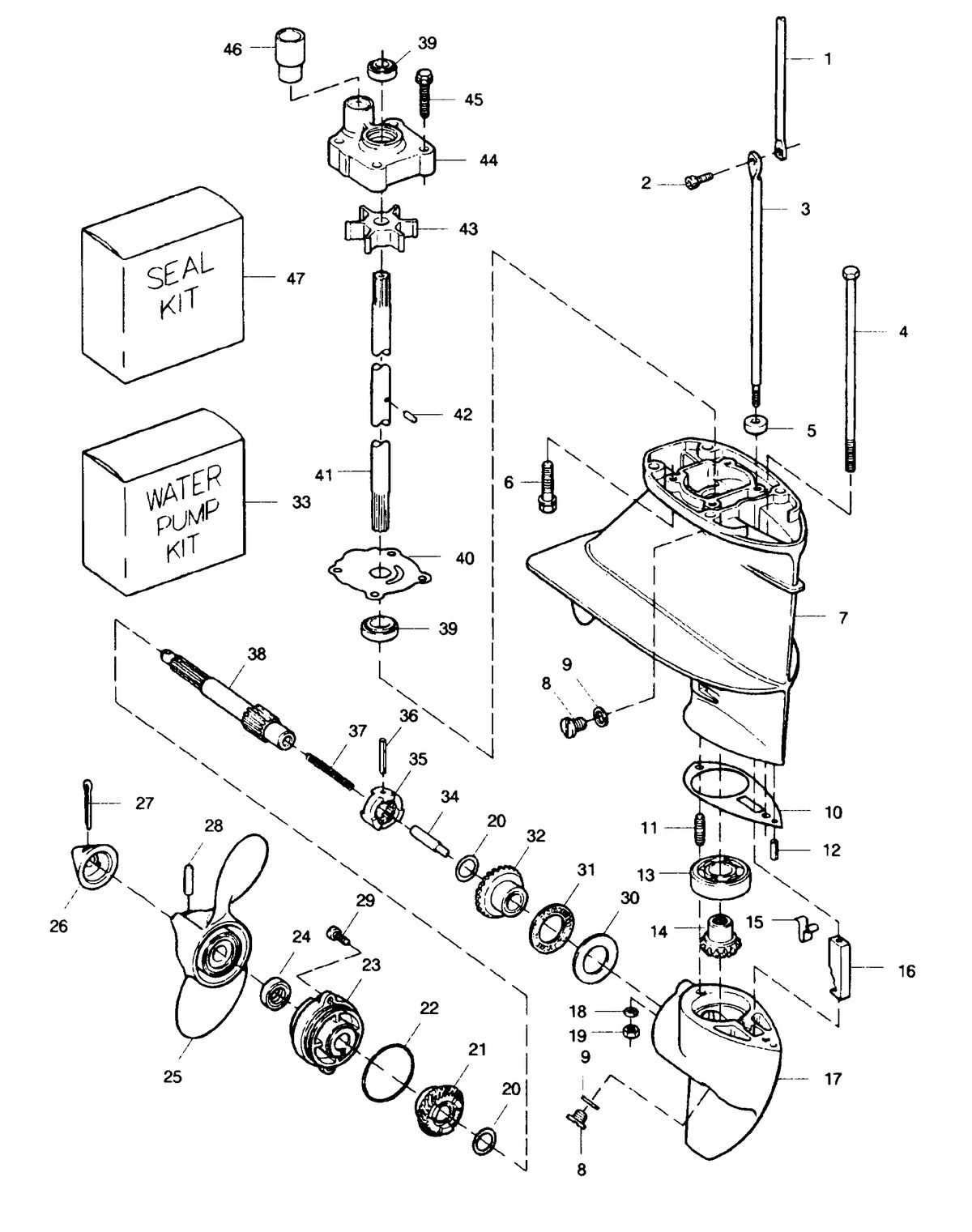 SEARS 15 H.P. STD 20" LEG OUTBOARD MOTOR Gear Housing