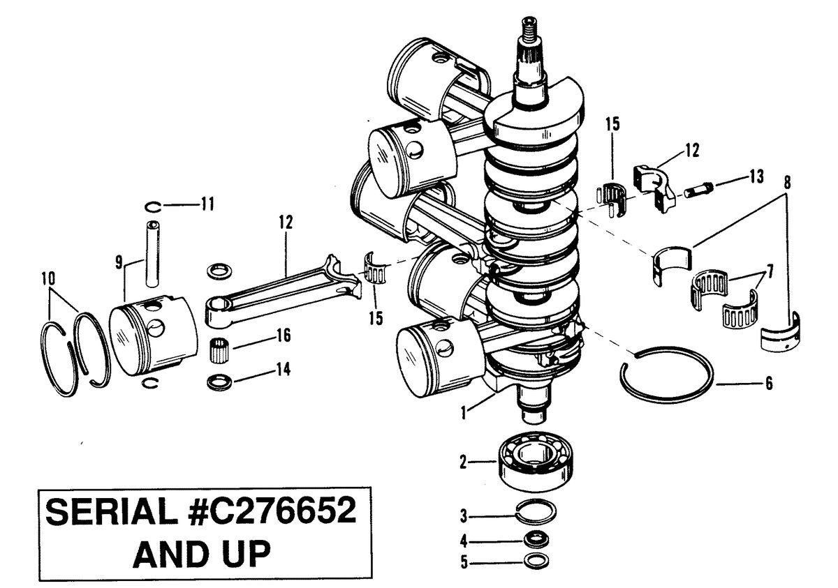 RACE OUTBOARD 2.4 L (CARB) CRANKSHAFT, PISTONS AND CONNECTING RODS