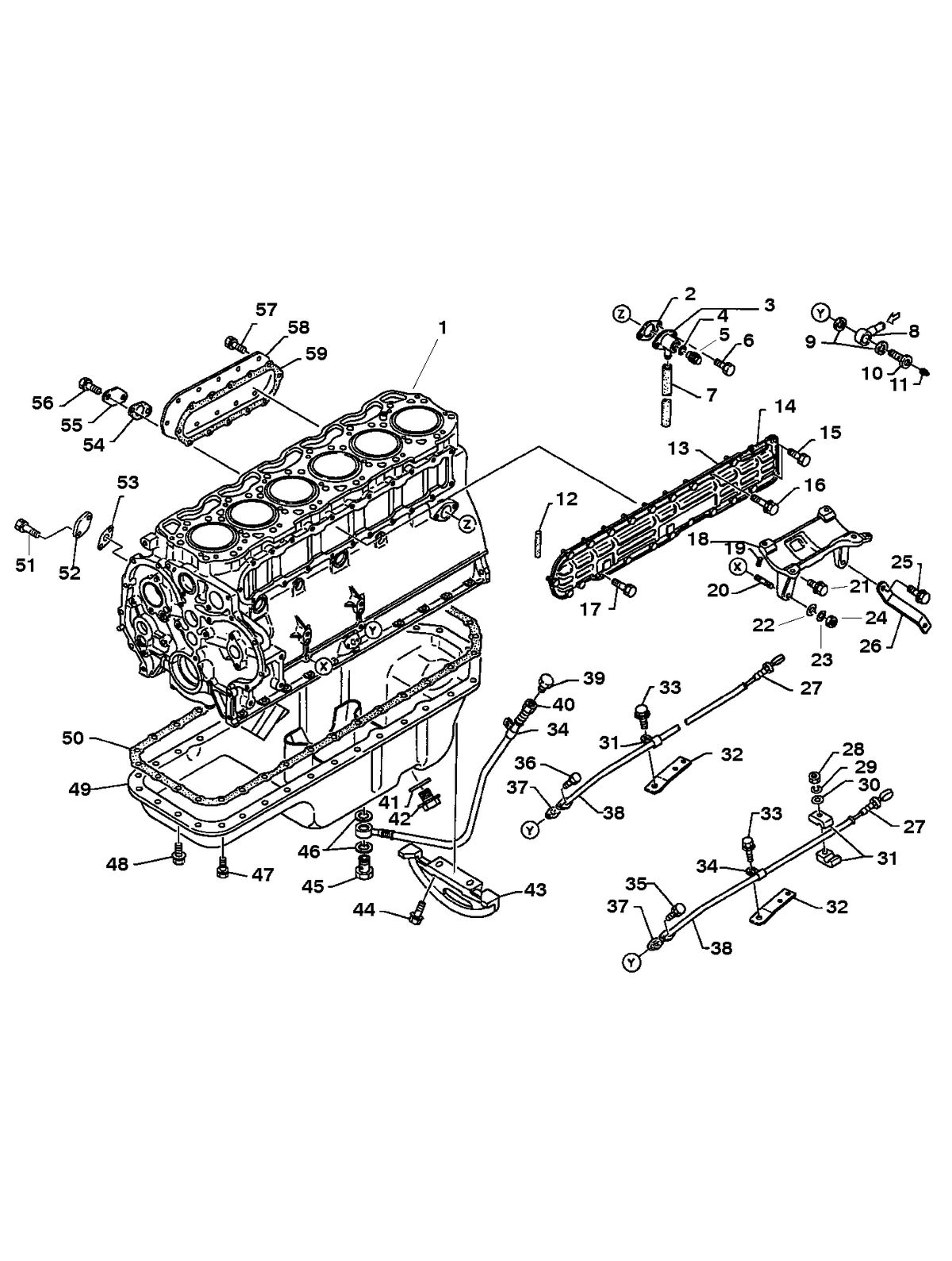 MERCRUISER HINO 175/220 CYLINDER BLOCK COMPONENTS