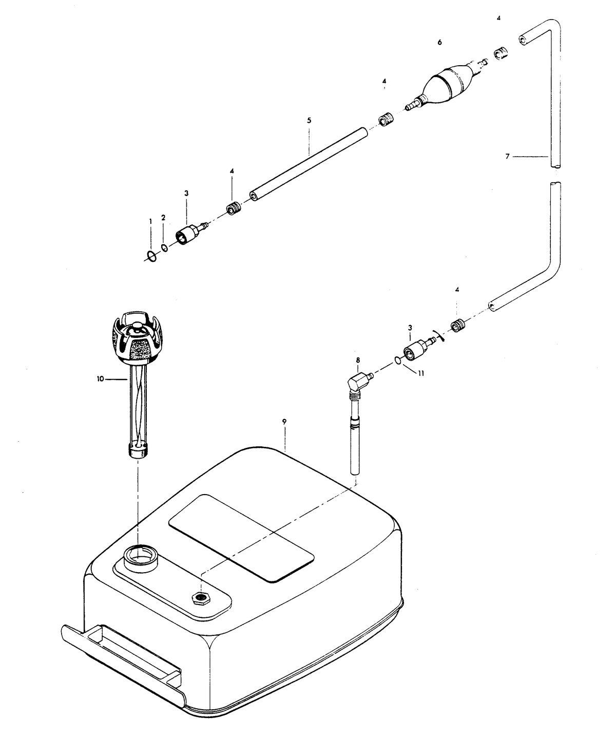 CHRYSLER 9.9 HP SAILOR FUEL TANK AND LINE